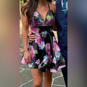 Dainty Hooligan Black Floral Spaghetti Strap Skater Dress Size S